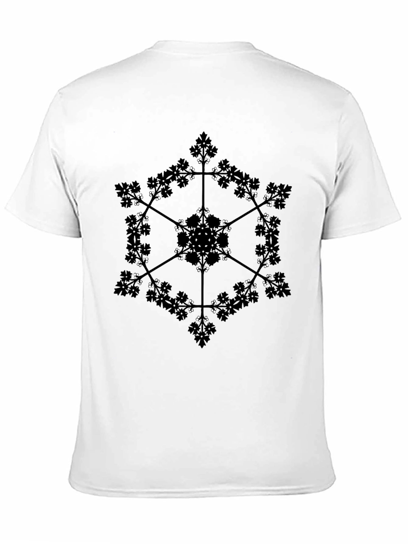 Geometric Botanical Black Graphic T-Shirt