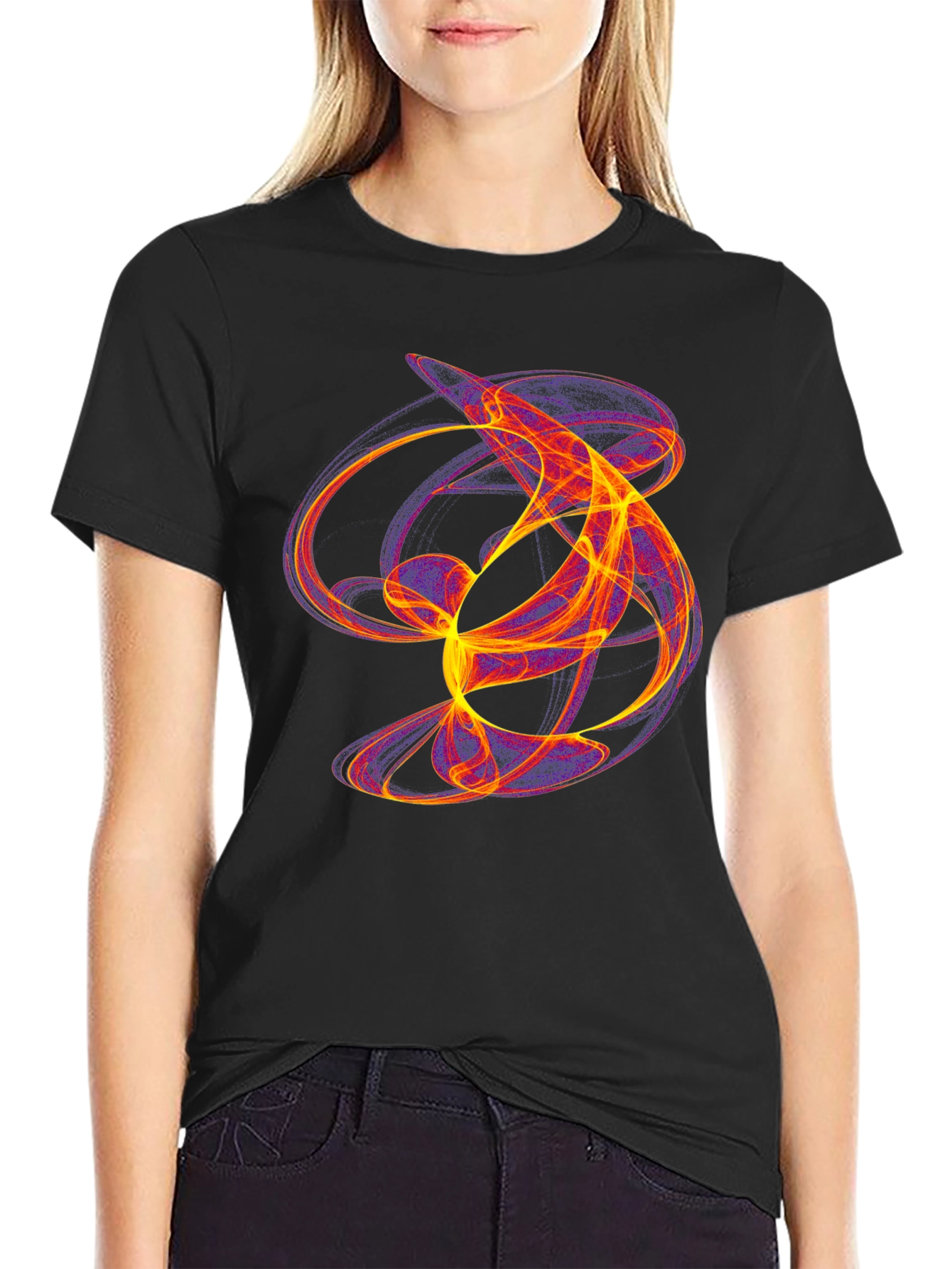Abstract Flame Graphic Black T-Shirt