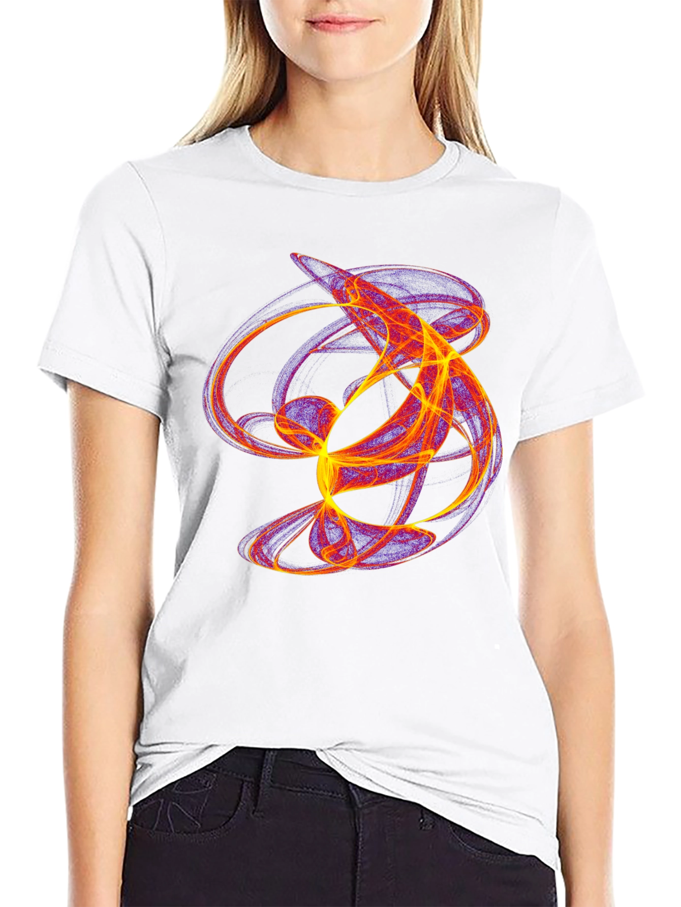 Abstract Flame Graphic Black T-Shirt