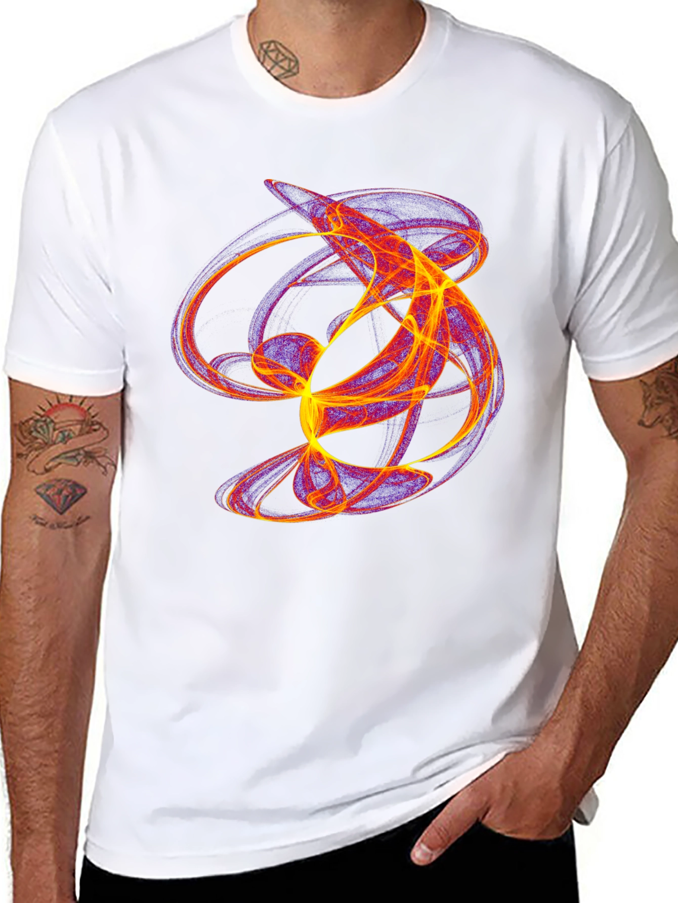 Abstract Flame Graphic Black T-Shirt