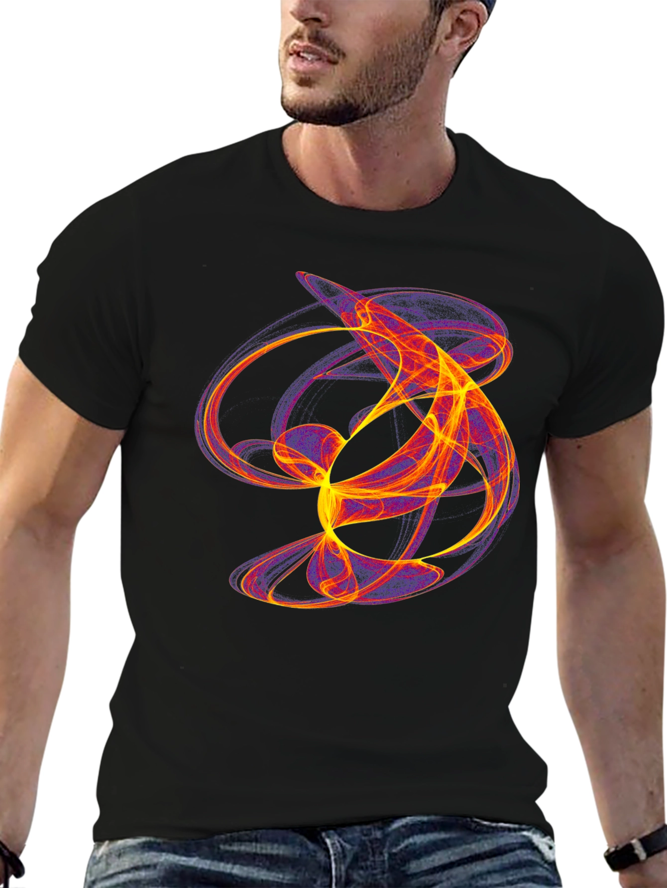 Abstract Flame Graphic Black T-Shirt