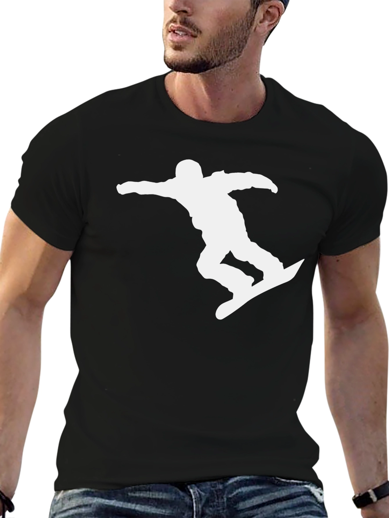 Snowboarder Silhouette Tee - Black Graphic T-Shirt