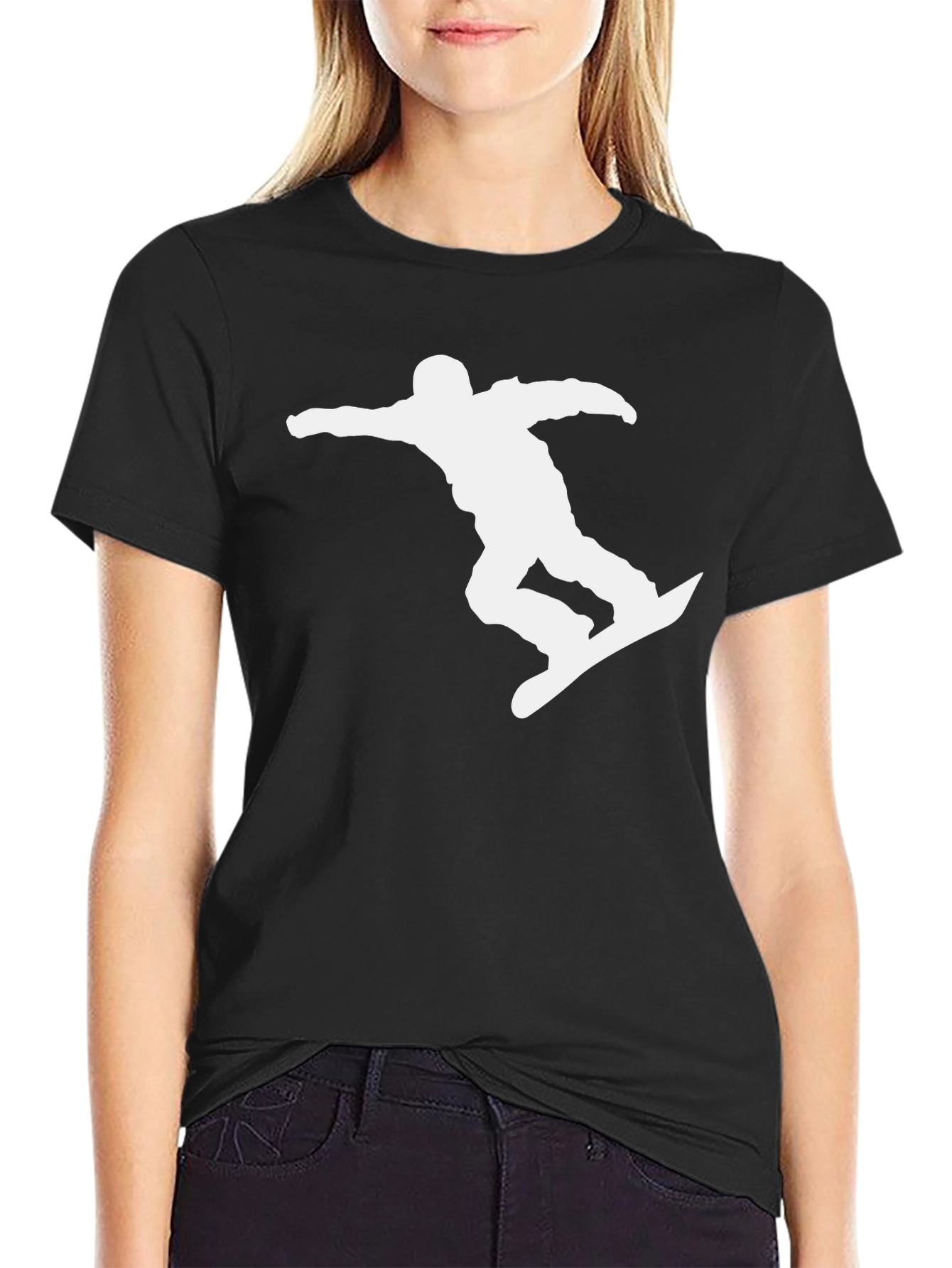 Snowboarder Silhouette Tee - Black Graphic T-Shirt