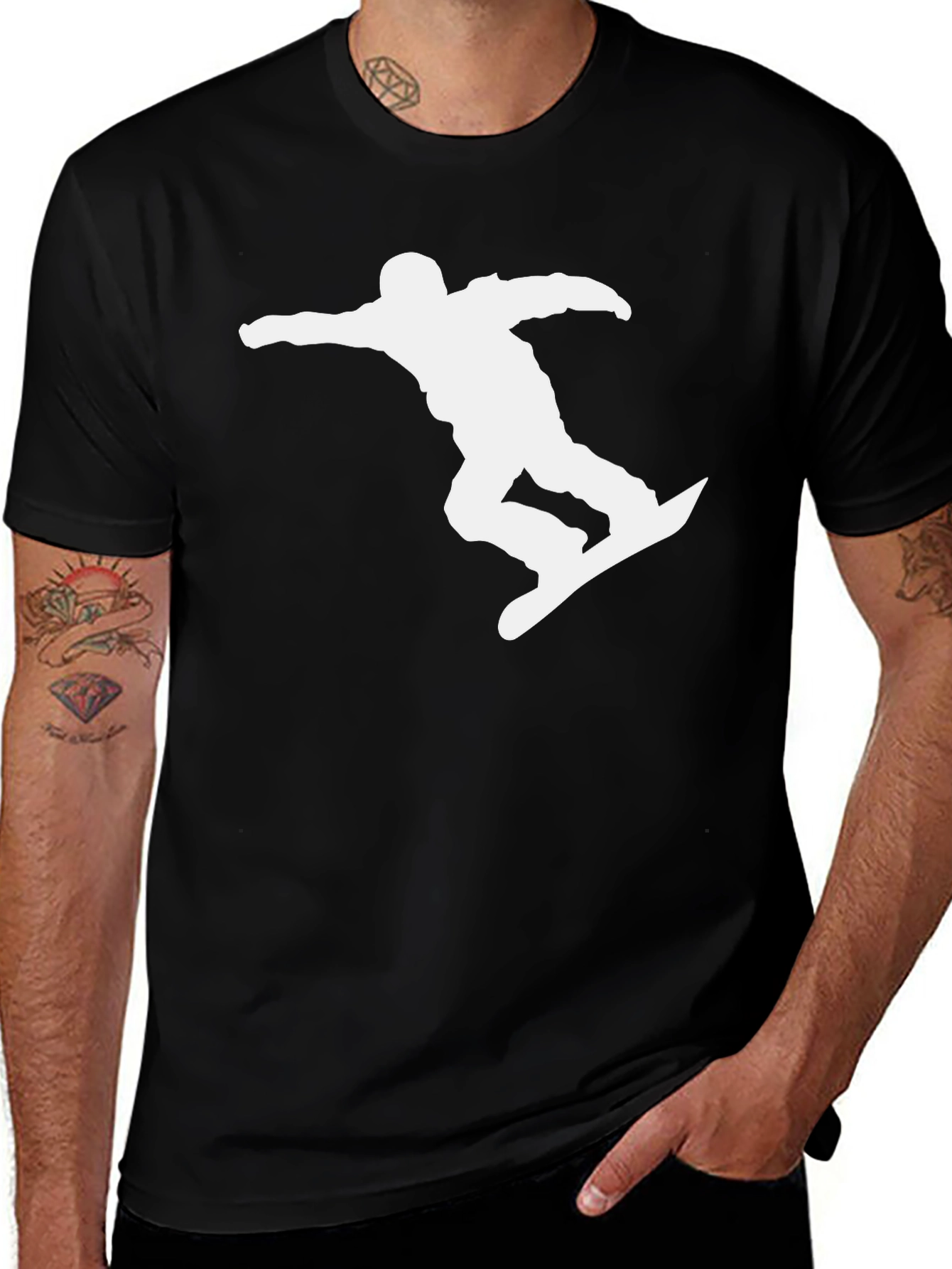 Snowboarder Silhouette Tee - Black Graphic T-Shirt