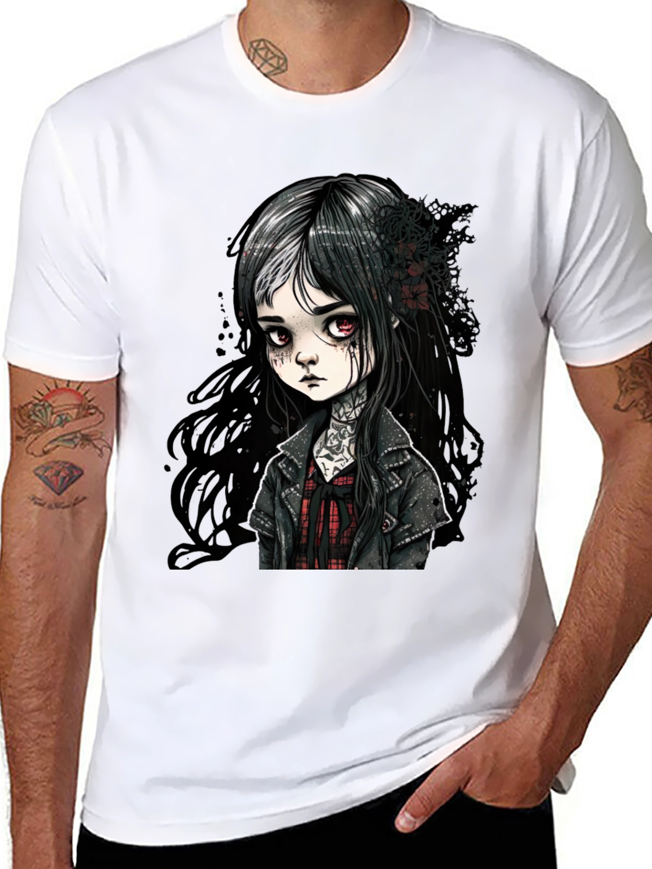 Gothic Doll Graphic Tee - Unisex Black T-Shirt