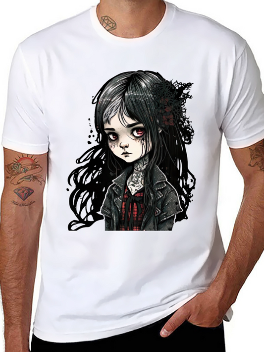 Gothic Doll Graphic Tee - Unisex Black T-Shirt