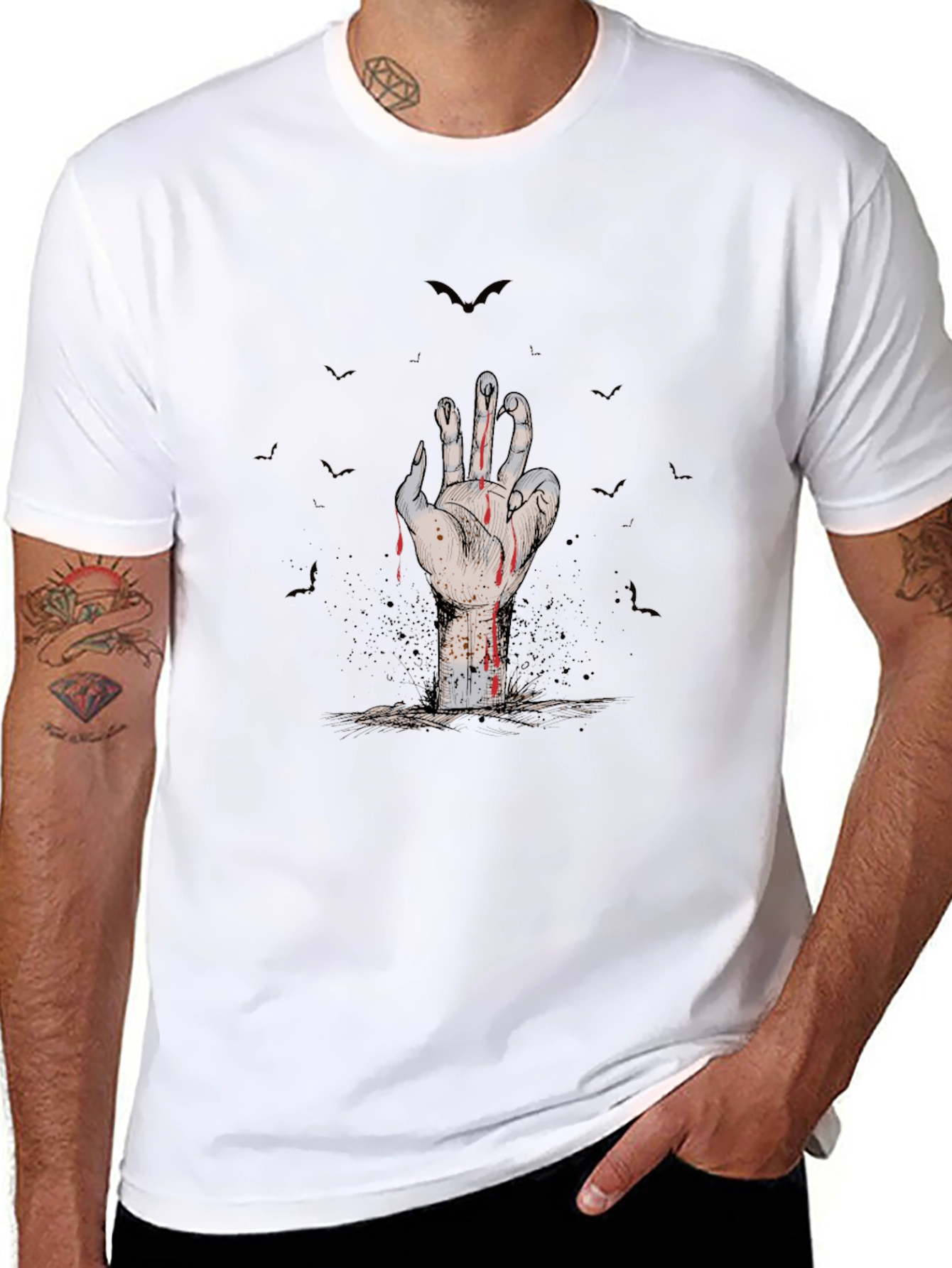 Zombie Hand Halloween Graphic T-Shirt