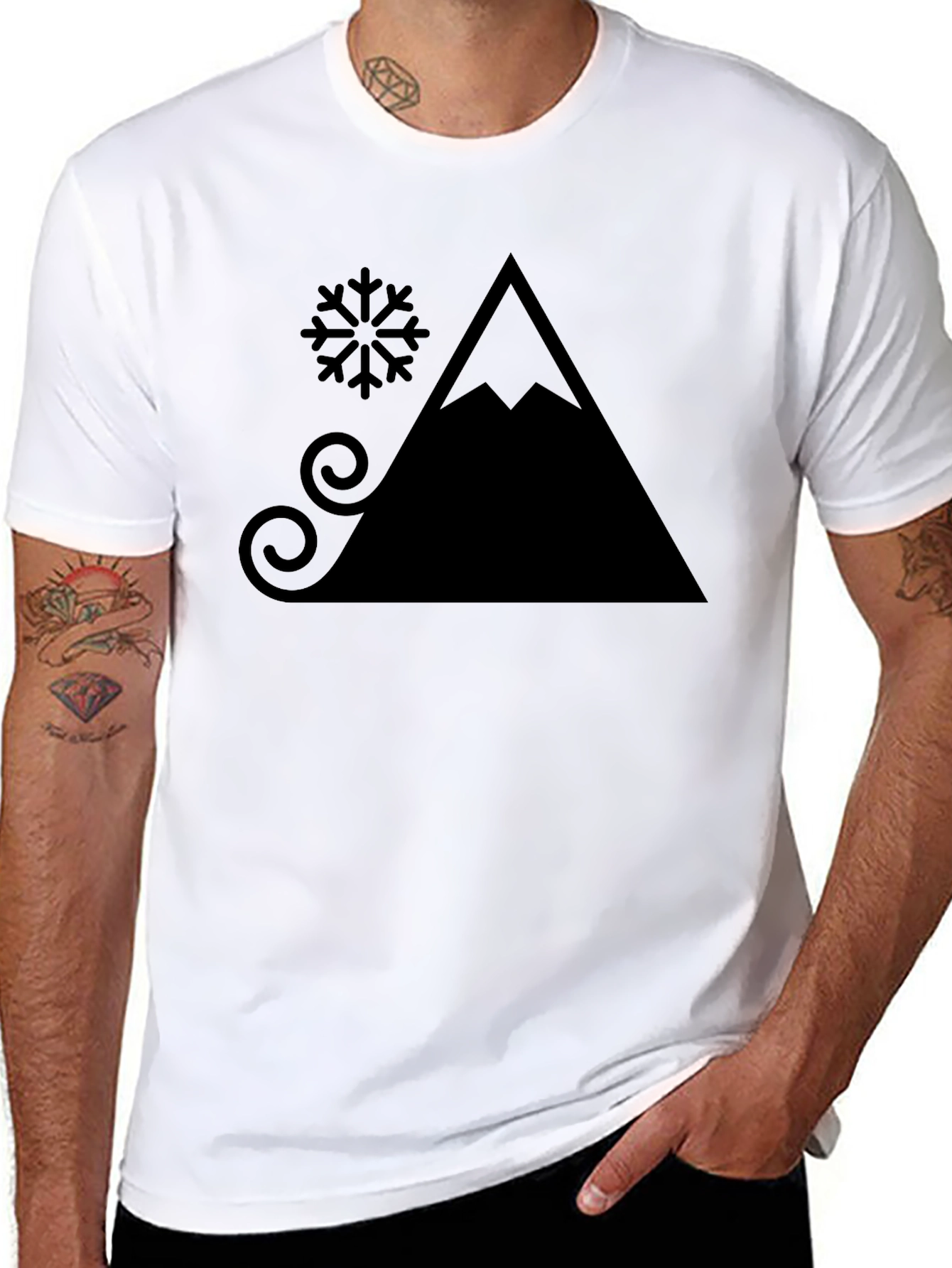 Mountain & Snow T-Shirt - Black Graphic Tee