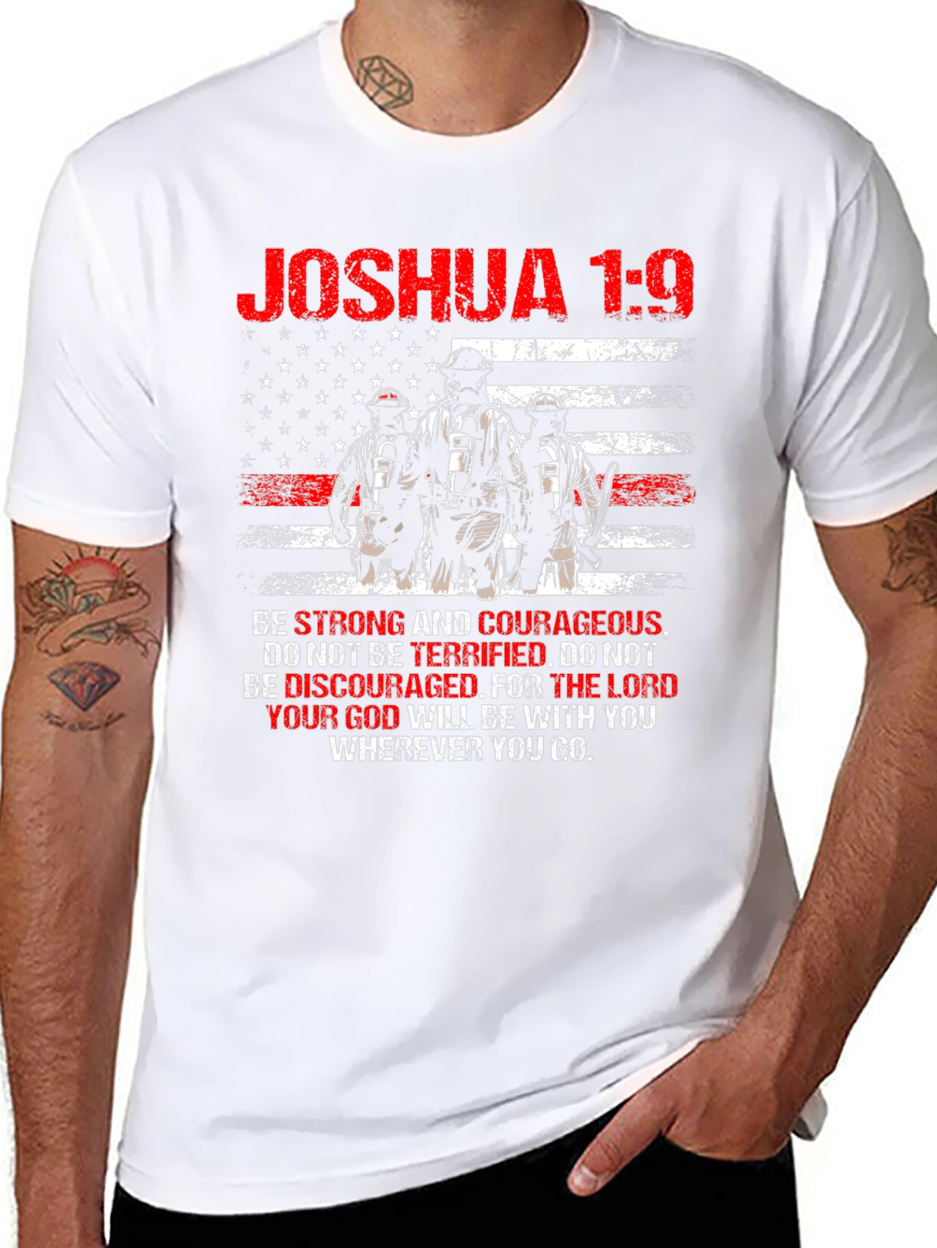 Joshua 1:9 Firefighter T-Shirt