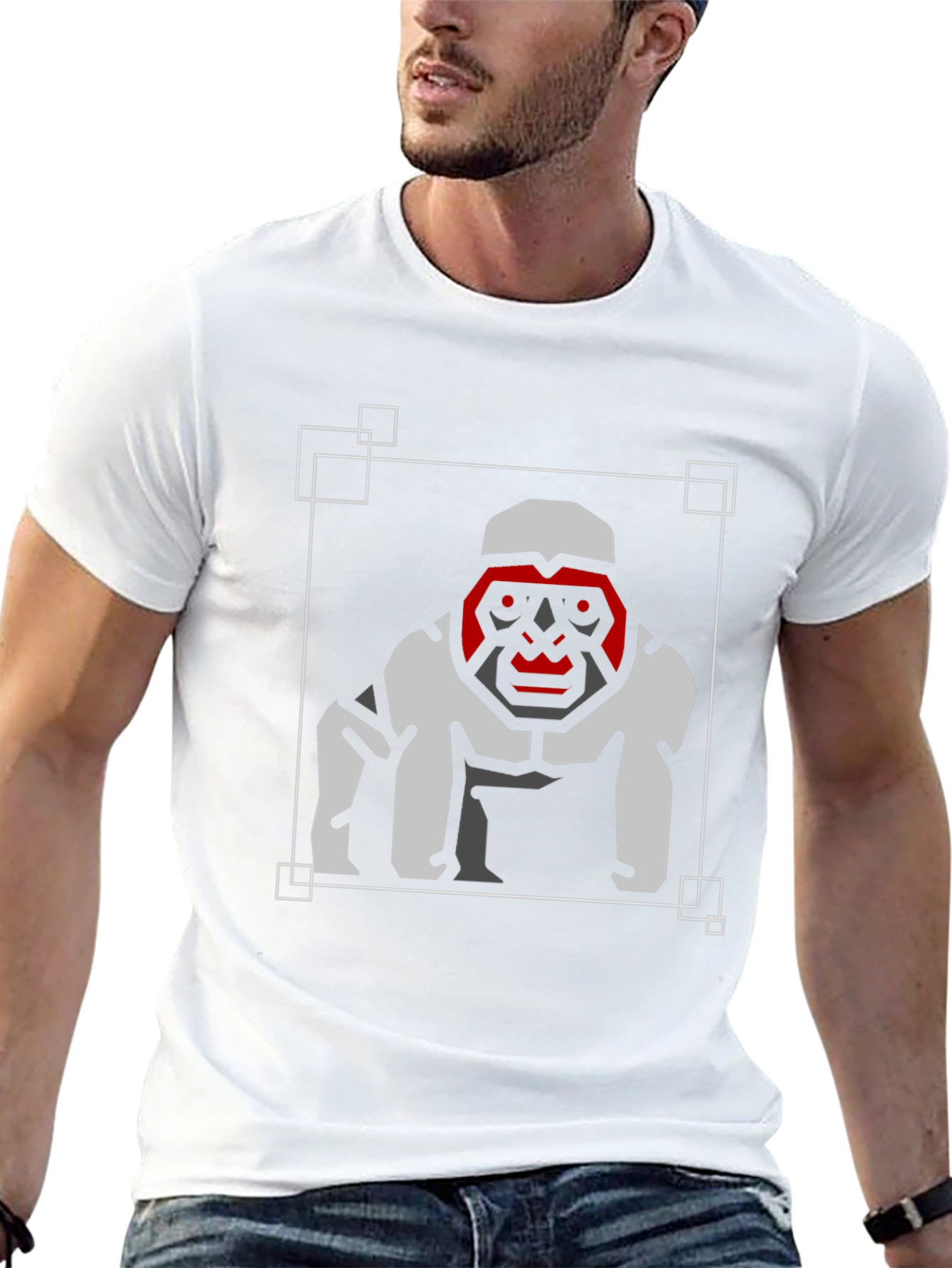 Geometric Gorilla Graphic Tee - Modern Design