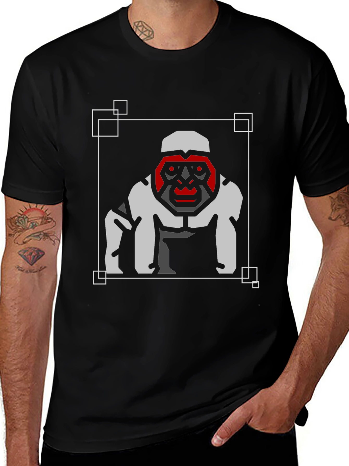 Geometric Gorilla Graphic Tee - Modern Design