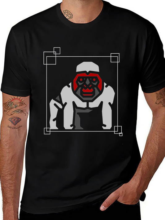 Geometric Gorilla Graphic Tee - Modern Design