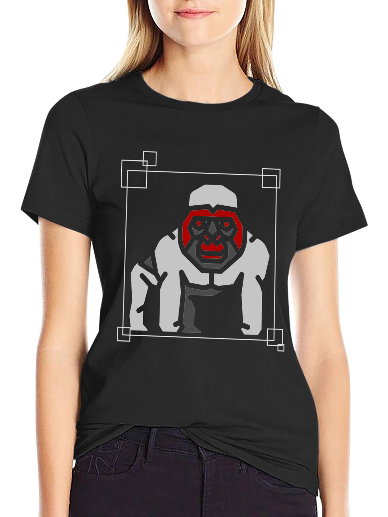Geometric Gorilla Graphic Tee - Modern Design
