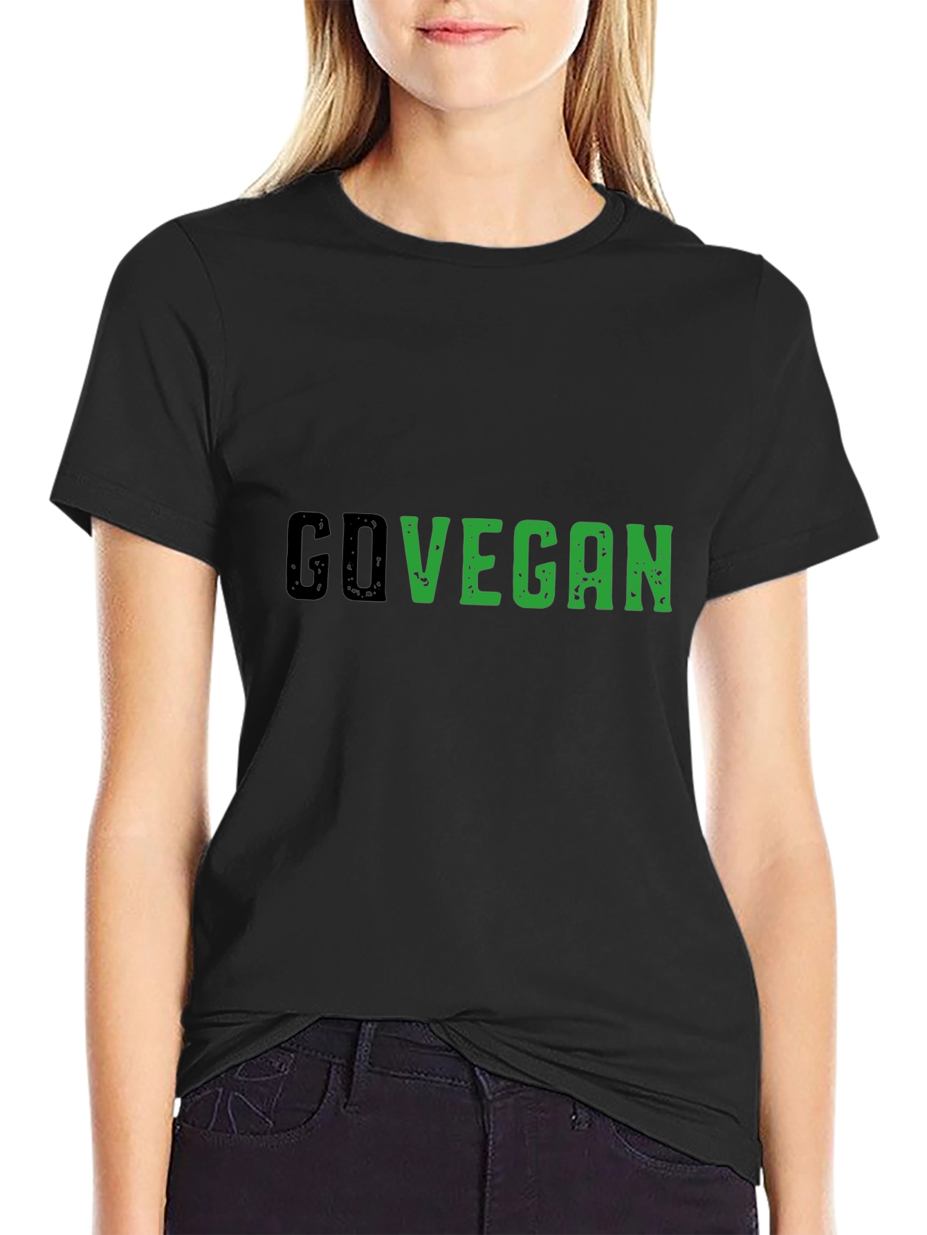 Go Vegan Black Tee - Stylish Vegan Statement Shirt