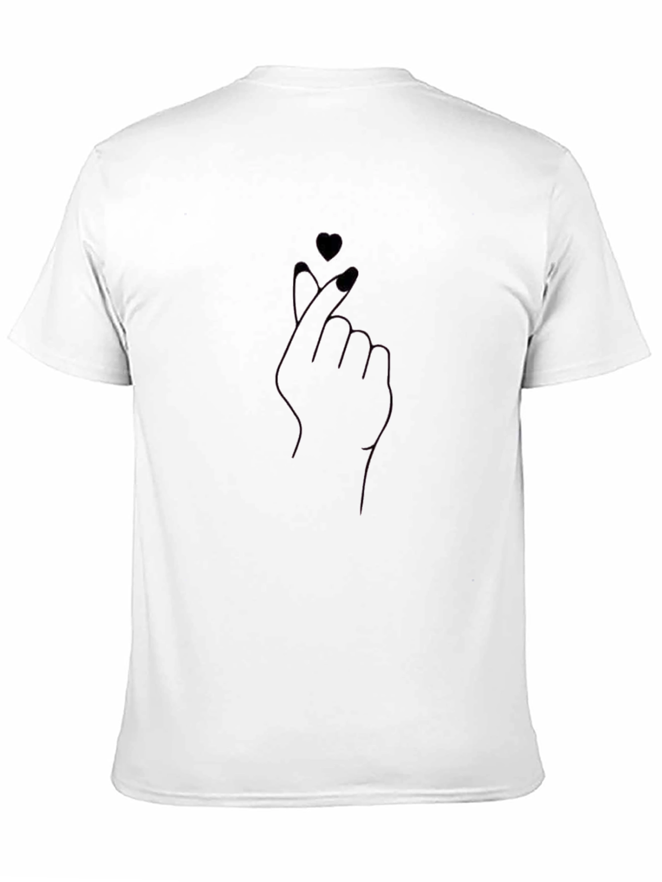 Love Heart Finger Gesture Black T-Shirt