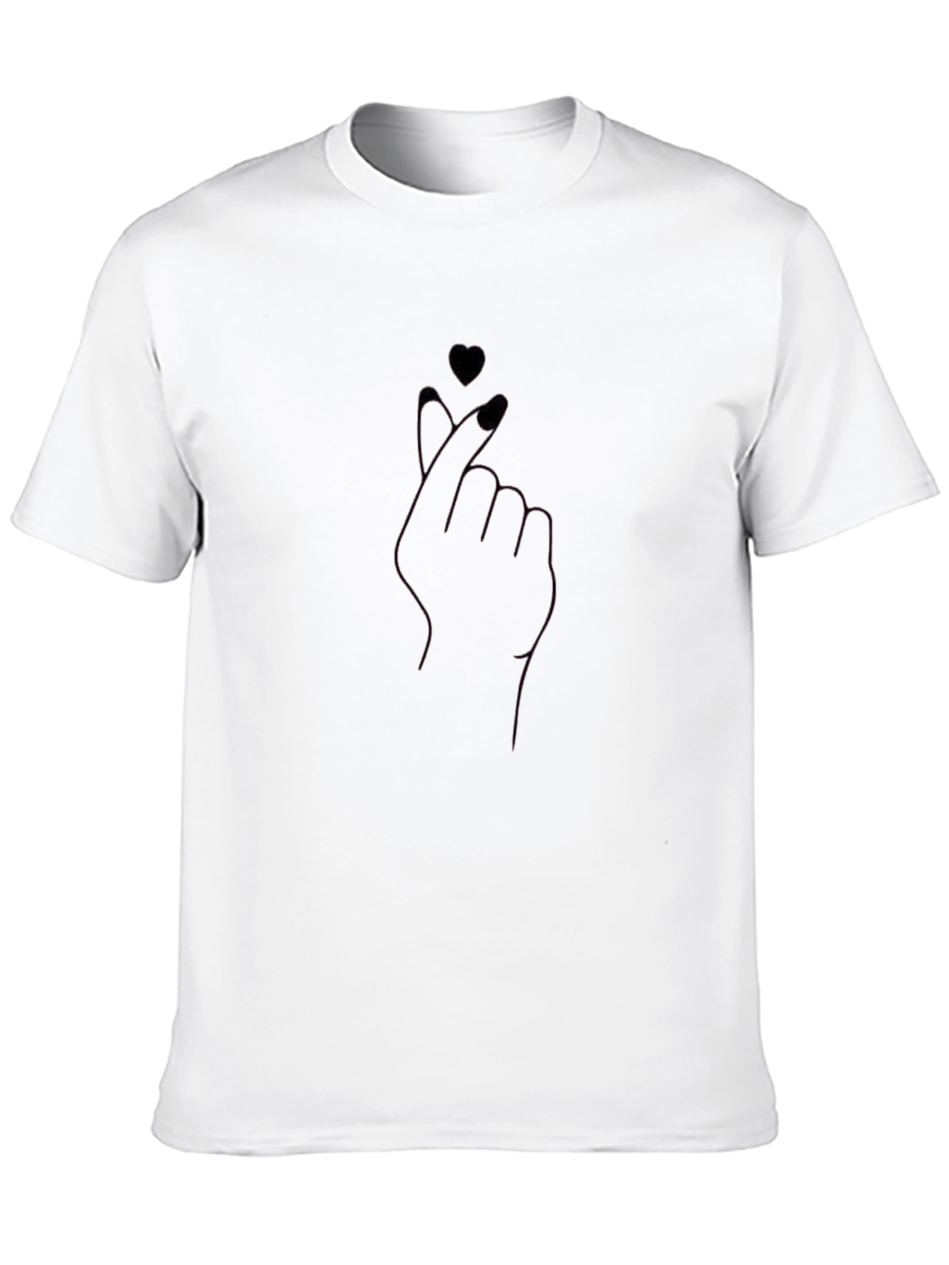 Love Heart Finger Gesture Black T-Shirt