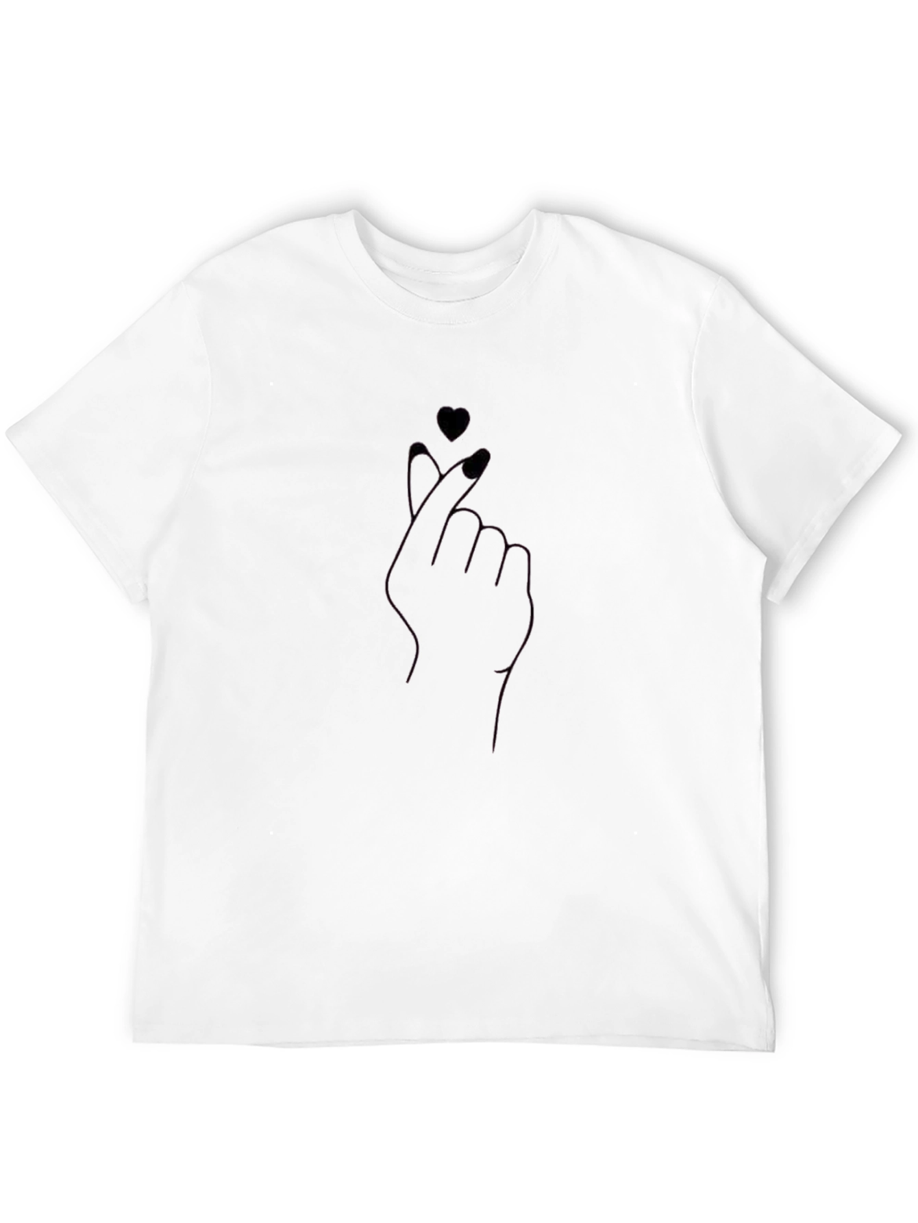 Love Heart Finger Gesture Black T-Shirt