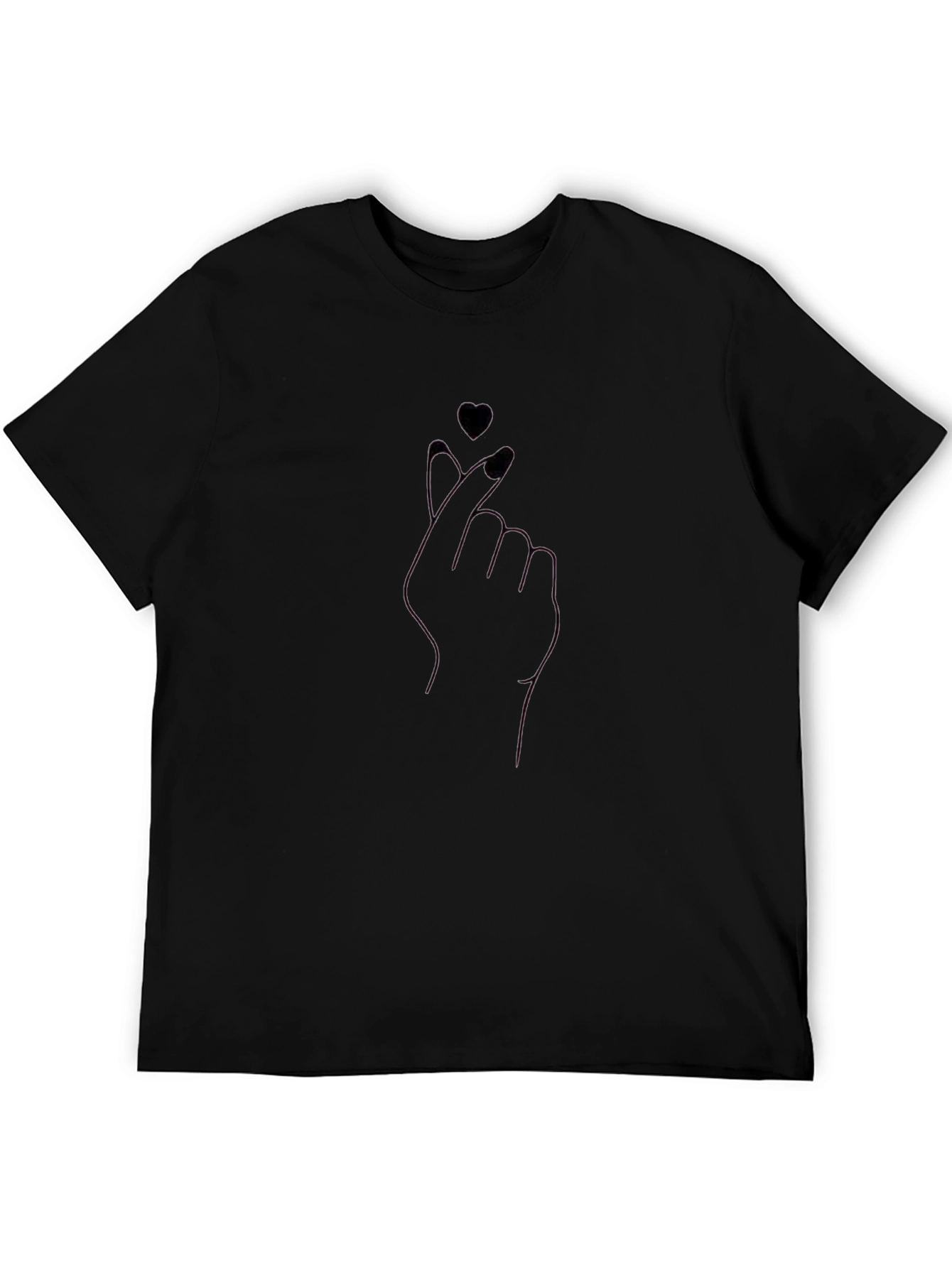 Love Heart Finger Gesture Black T-Shirt