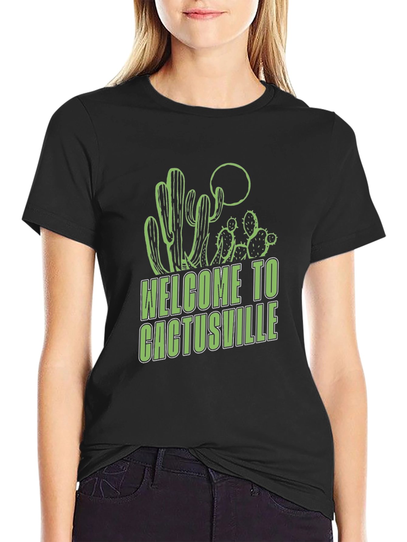 Welcome to Cactusville Black Graphic Tee