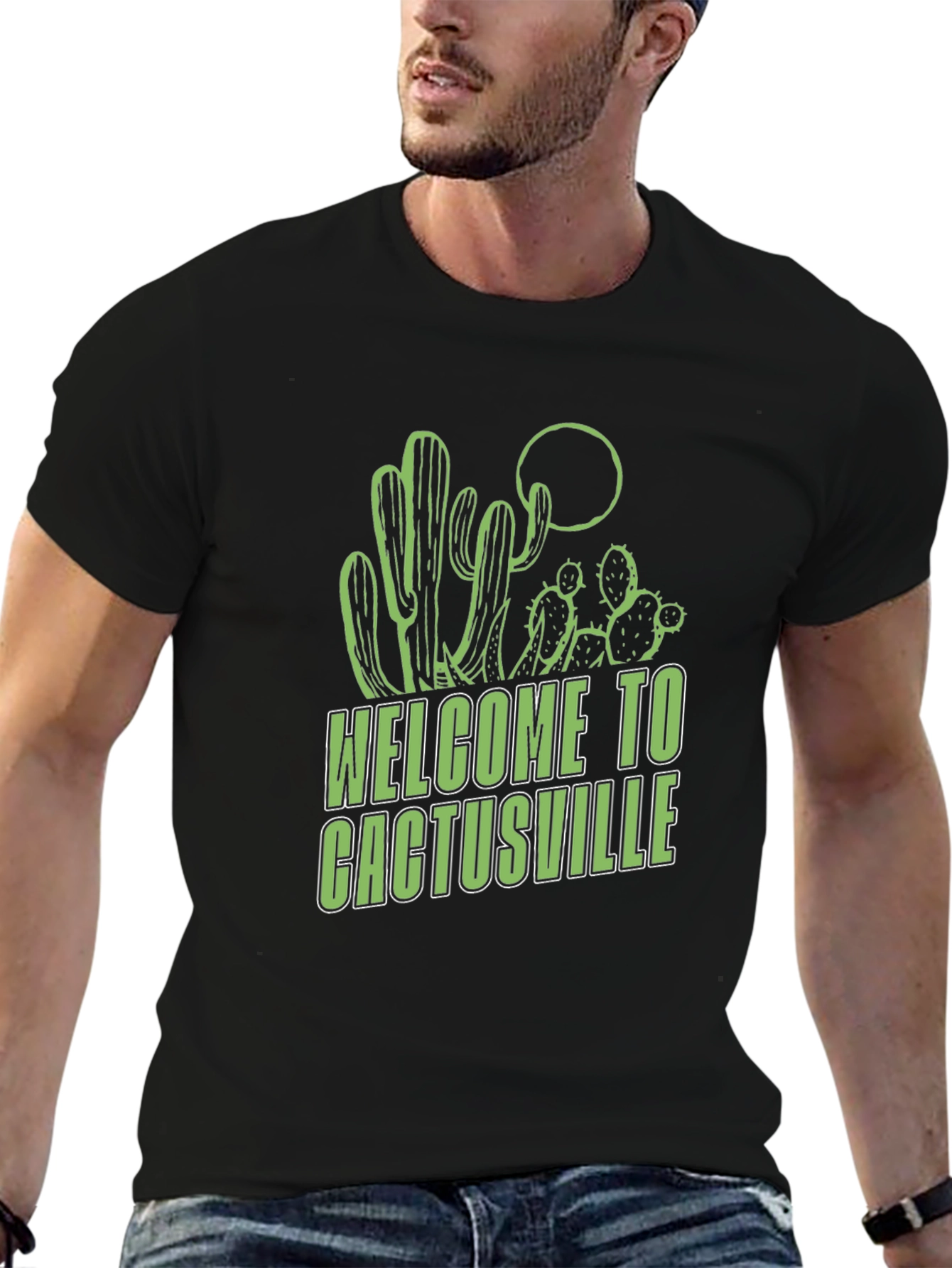 Welcome to Cactusville Black Graphic Tee