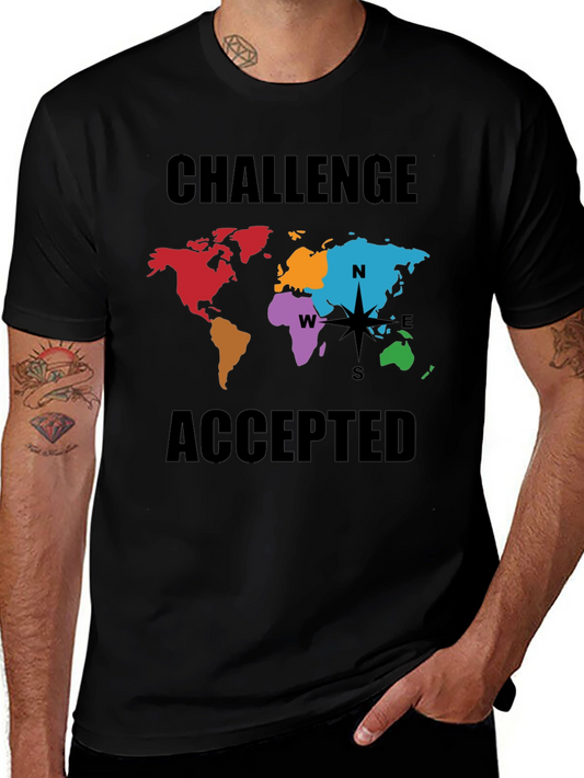 Challenge Accepted World Map Graphic Tee