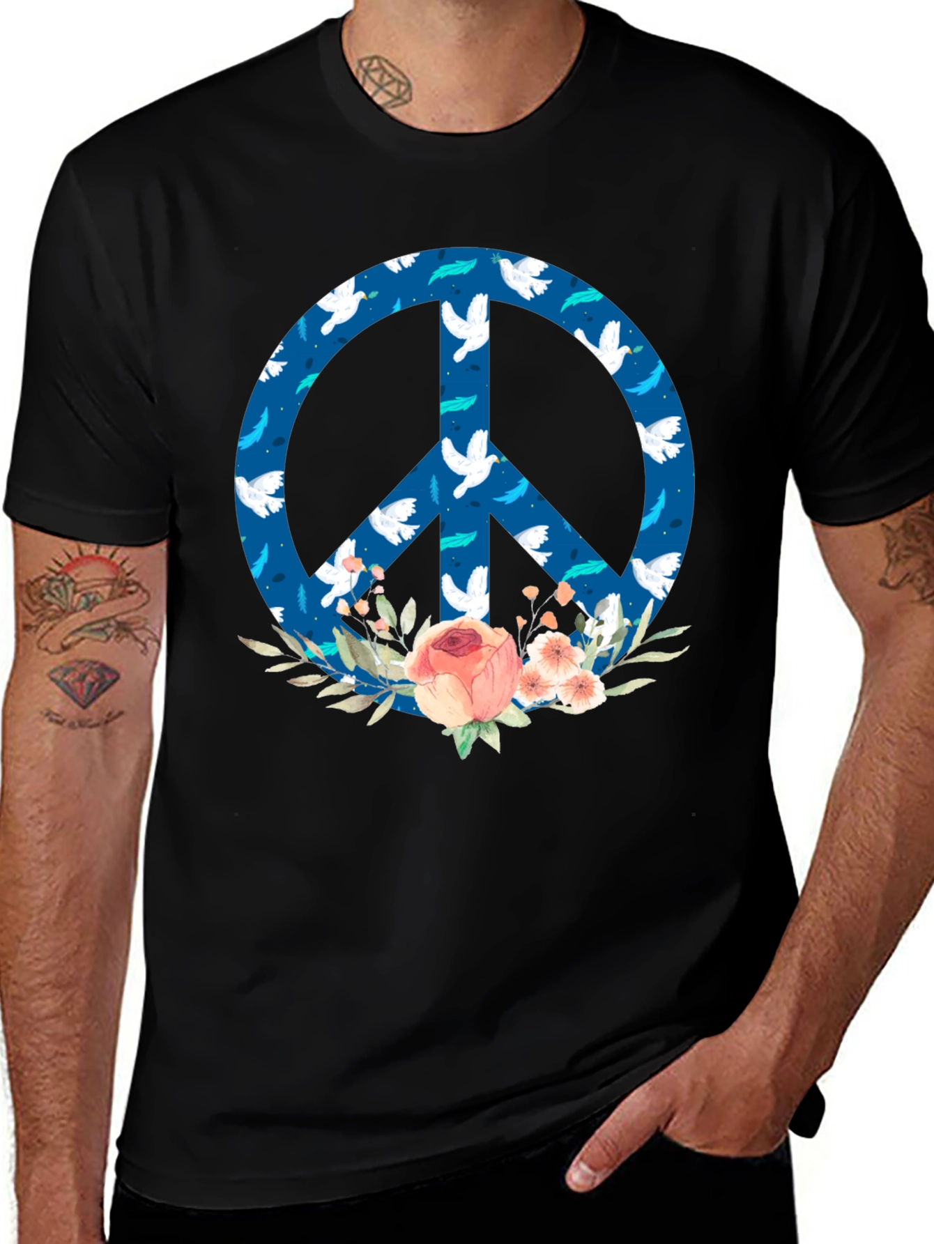 Peace Sign Floral Graphic Tee
