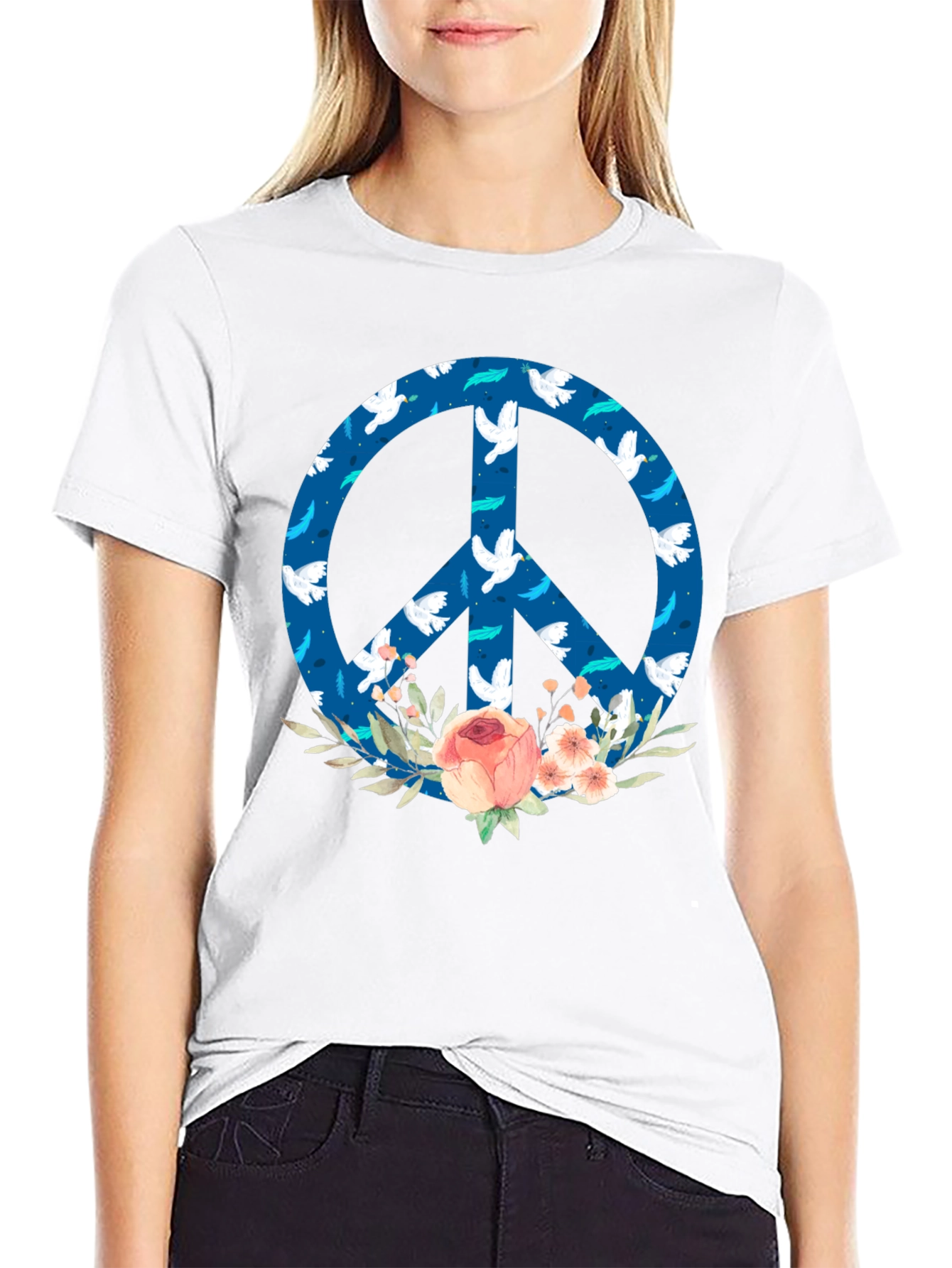 Peace Sign Floral Graphic Tee