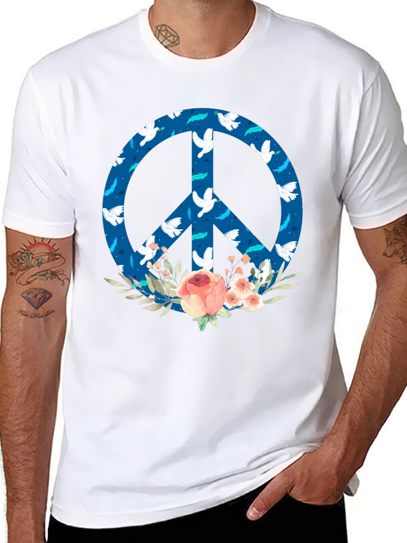 Peace Sign Floral Graphic Tee