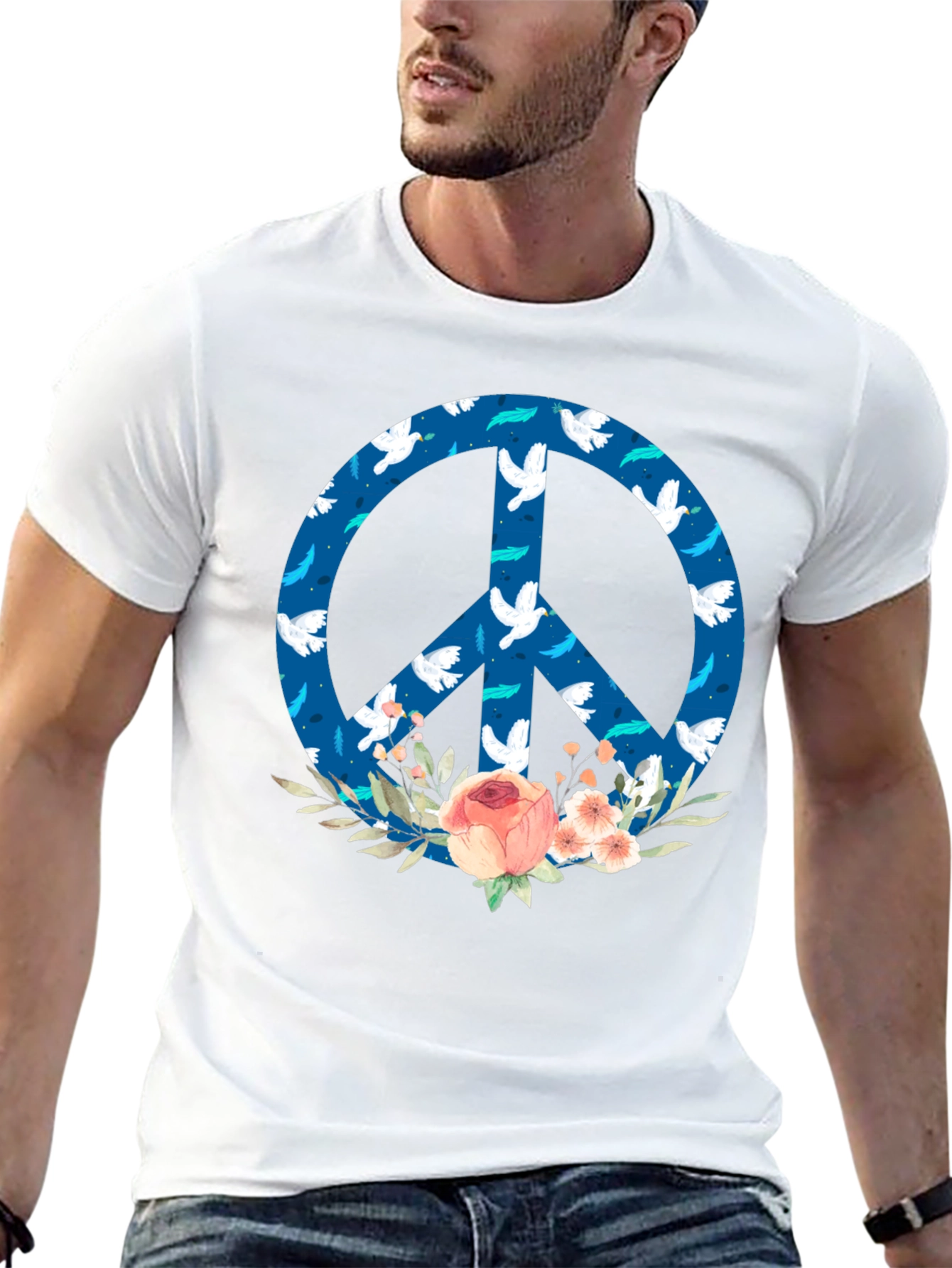 Peace Sign Floral Graphic Tee