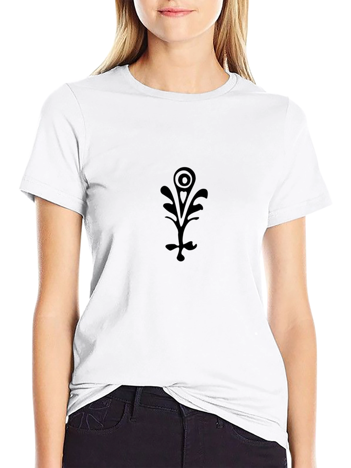 Mens Black T-Shirt with Unique Floral Graphic
