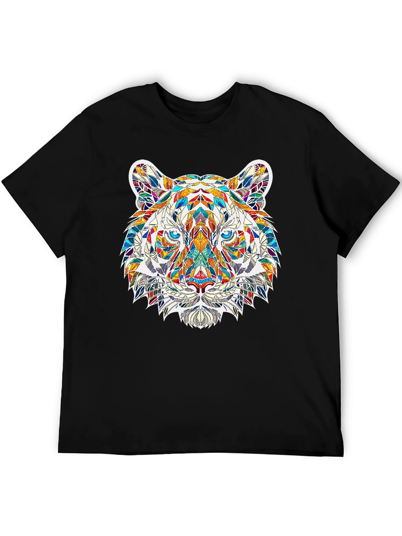 Geometric Tiger Print Black T-Shirt