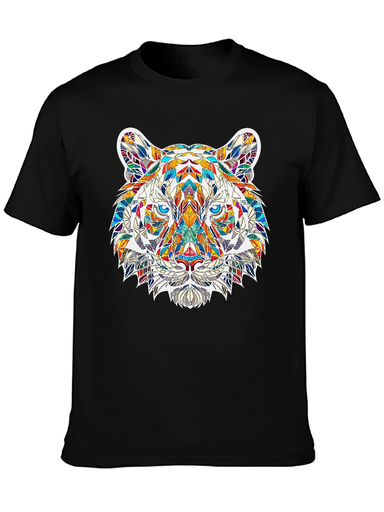 Geometric Tiger Print Black T-Shirt