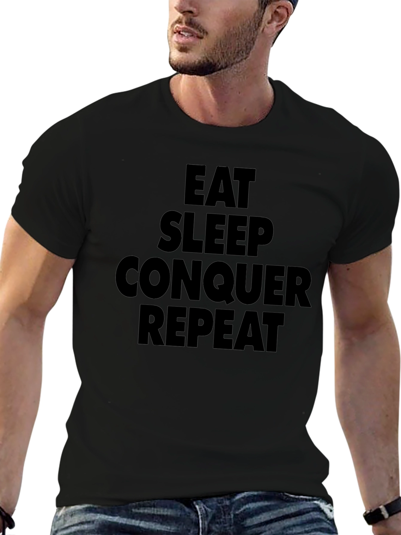 Eat Sleep Conquer Repeat Black T-Shirt