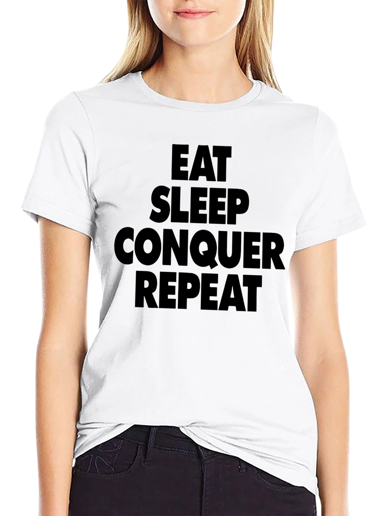 Eat Sleep Conquer Repeat Black T-Shirt