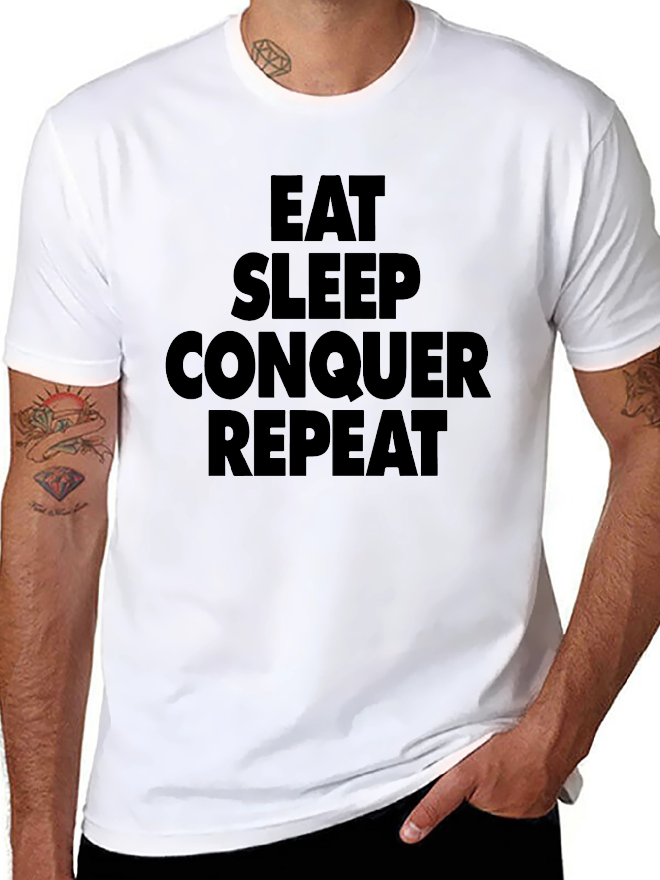 Eat Sleep Conquer Repeat Black T-Shirt