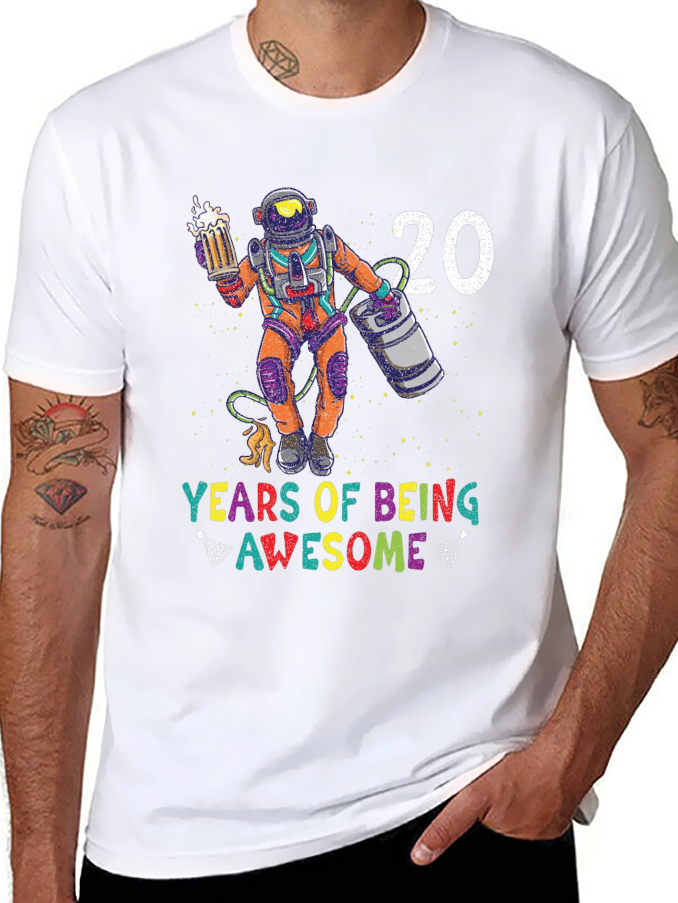 20 Years Of Being Awesome Astronaut Graphic T-Shirt