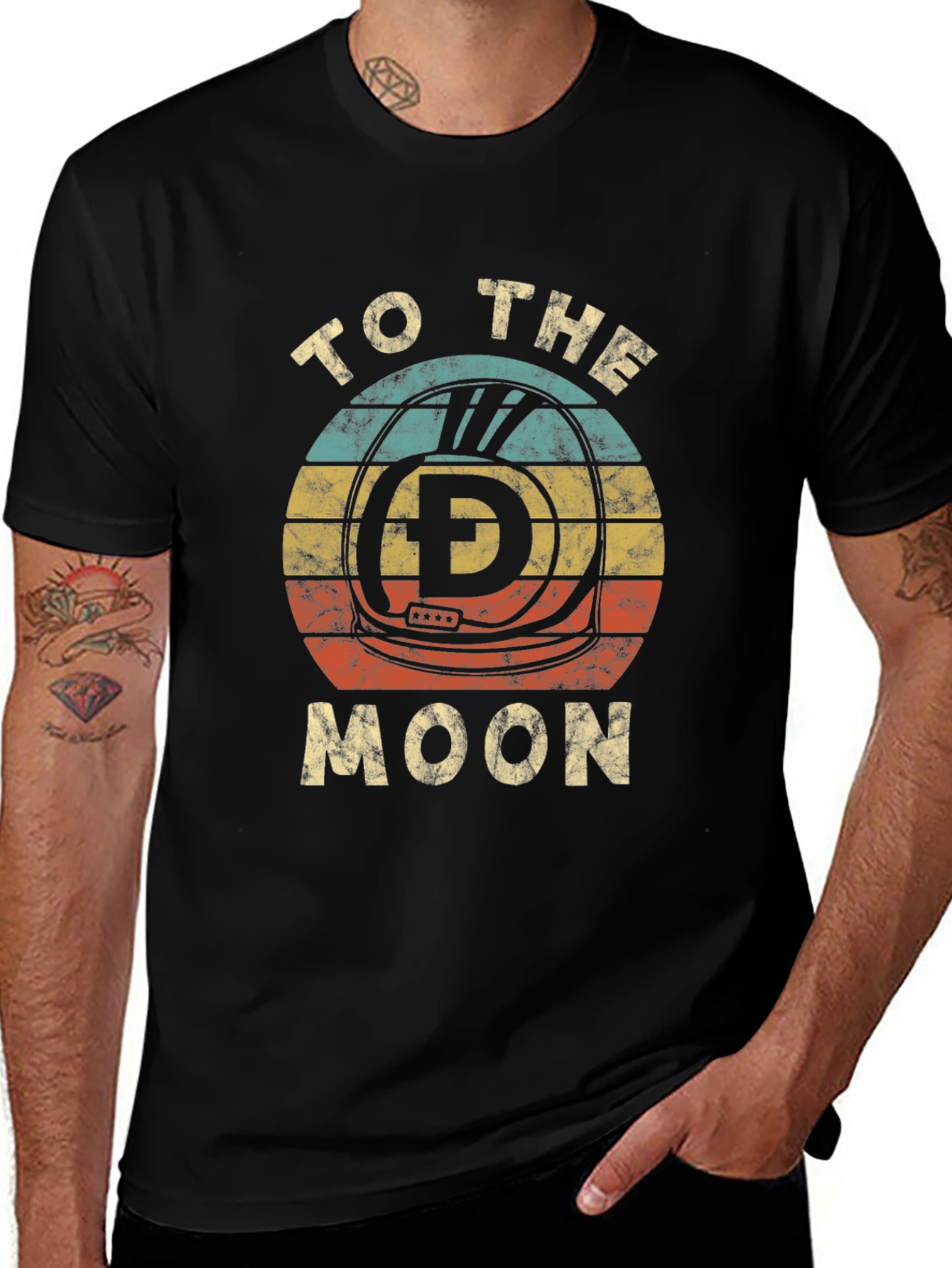 Retro Dogecoin To The Moon Graphic T-Shirt