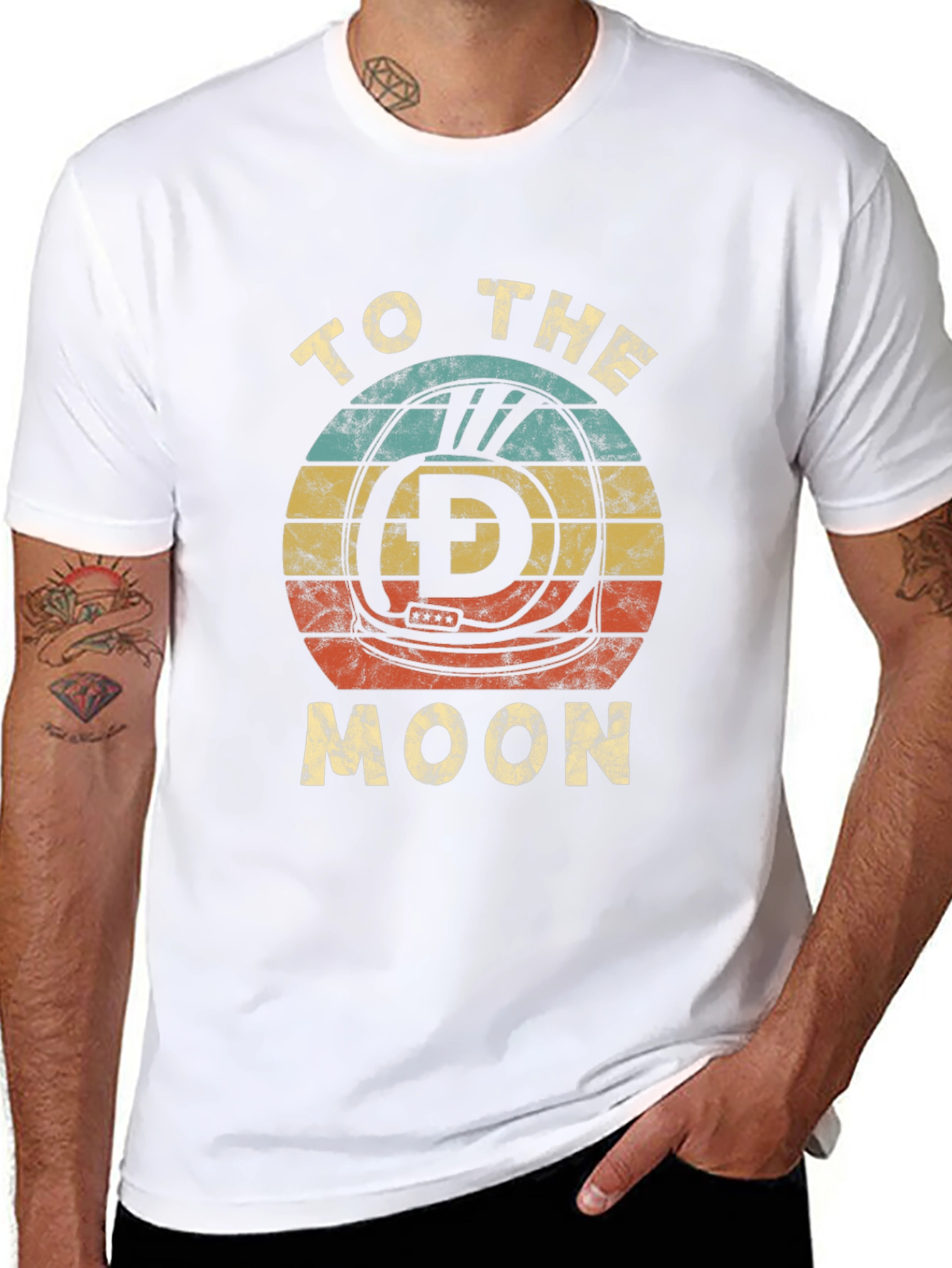 Retro Dogecoin To The Moon Graphic T-Shirt