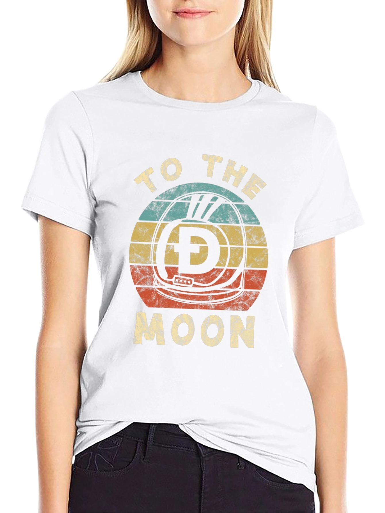 Retro Dogecoin To The Moon Graphic T-Shirt