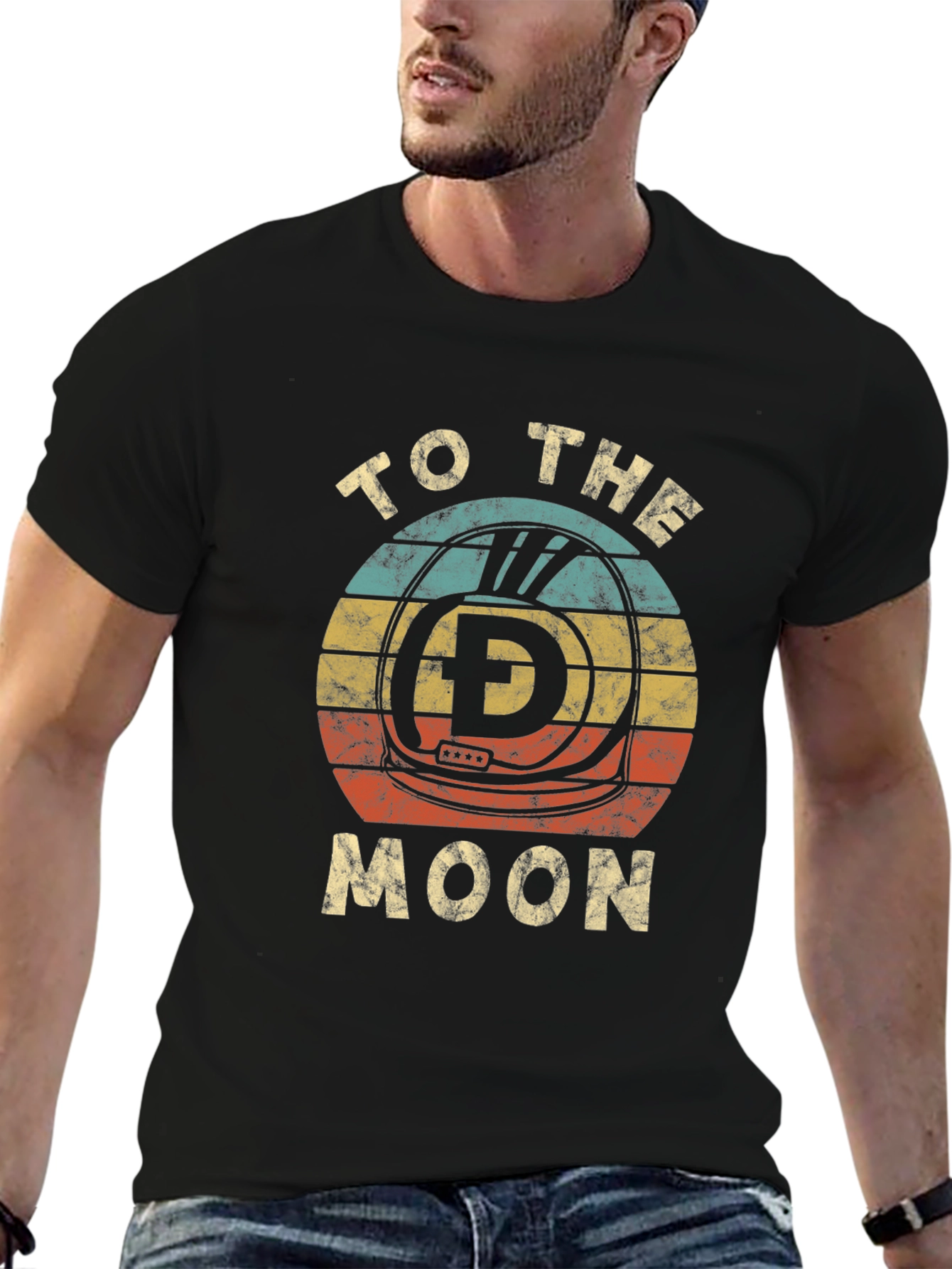 Retro Dogecoin To The Moon Graphic T-Shirt