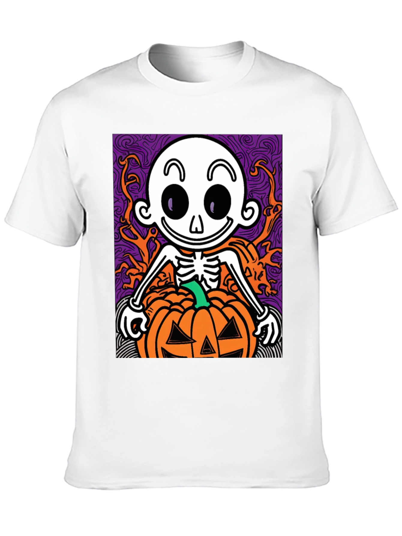 Spooky Skeleton Pumpkin Halloween T-Shirt
