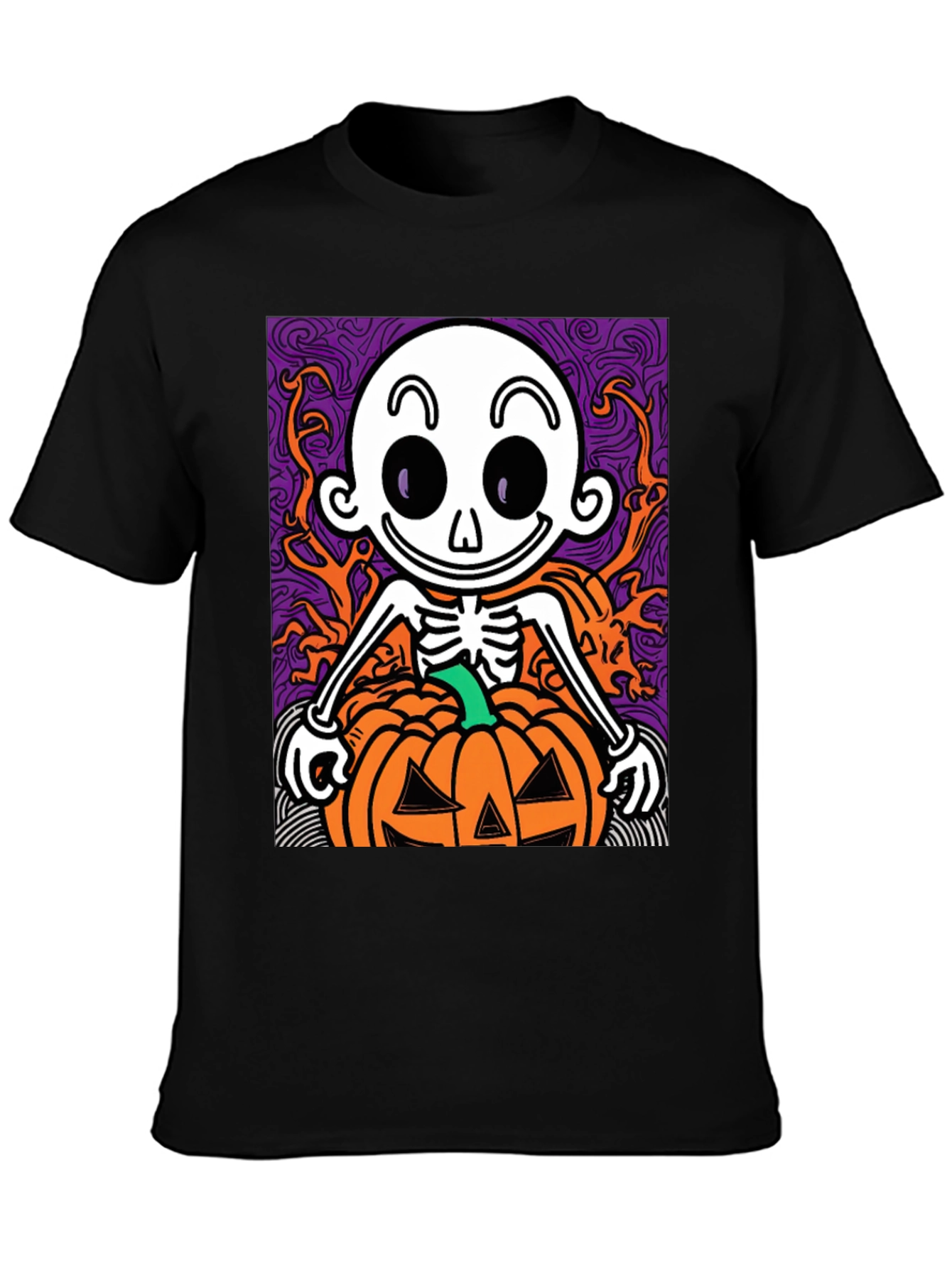 Spooky Skeleton Pumpkin Halloween T-Shirt