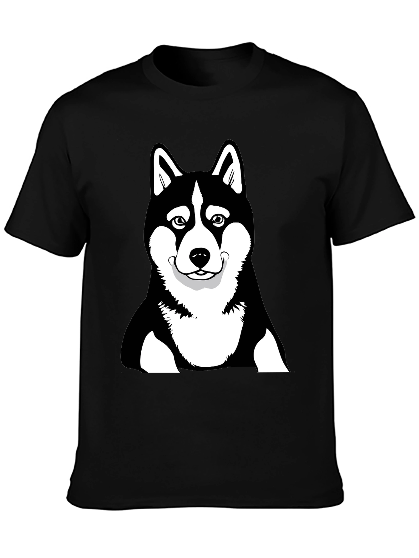 Husky Dog Graphic Black T-Shirt
