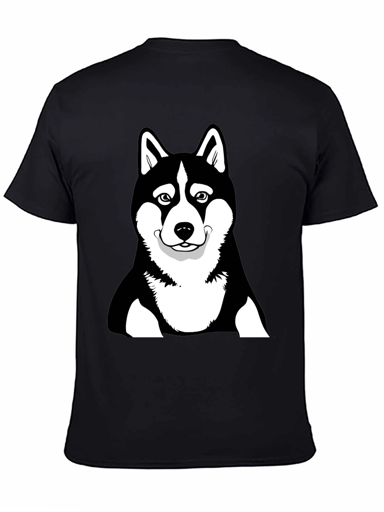 Husky Dog Graphic Black T-Shirt
