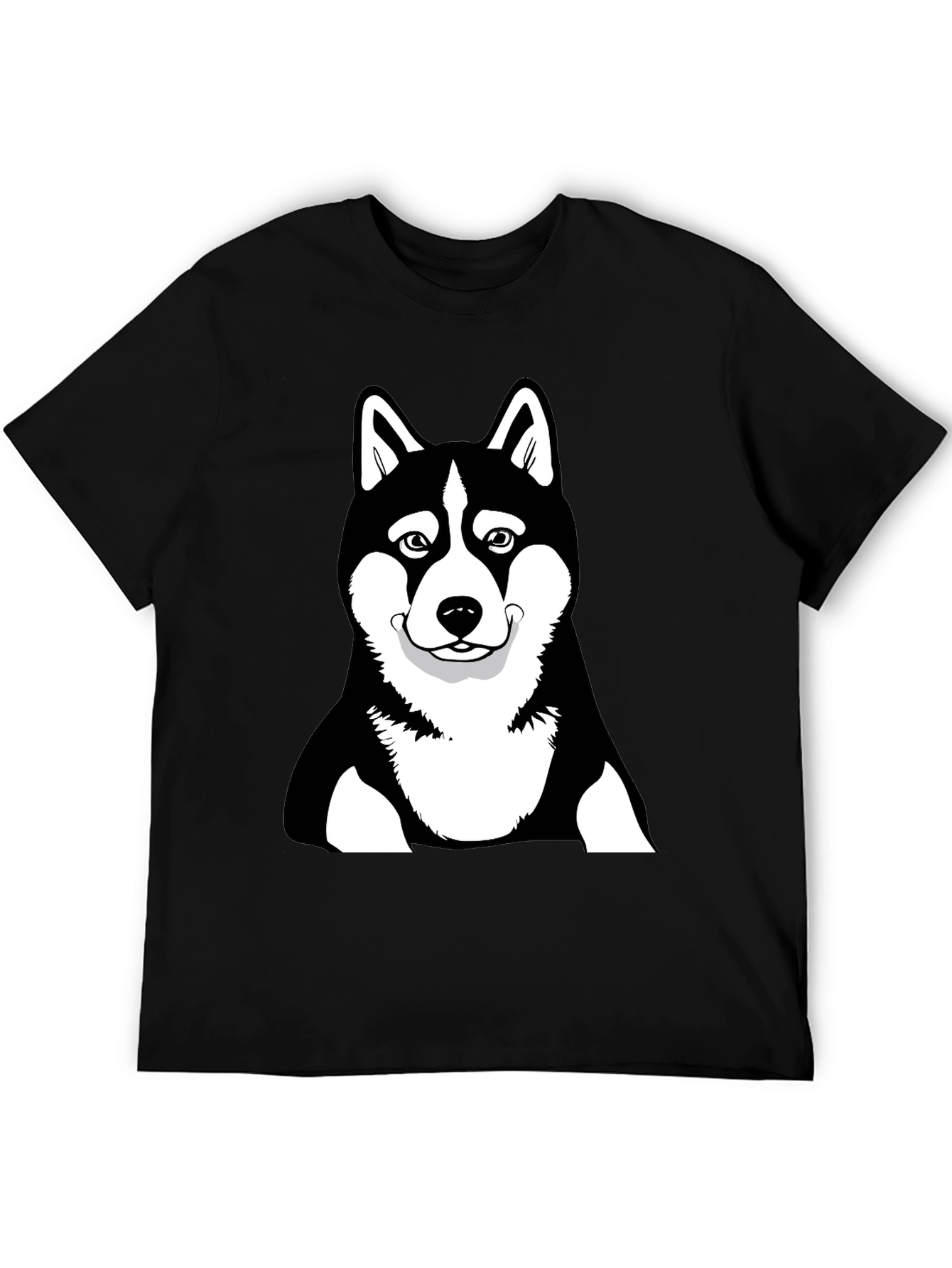 Husky Dog Graphic Black T-Shirt