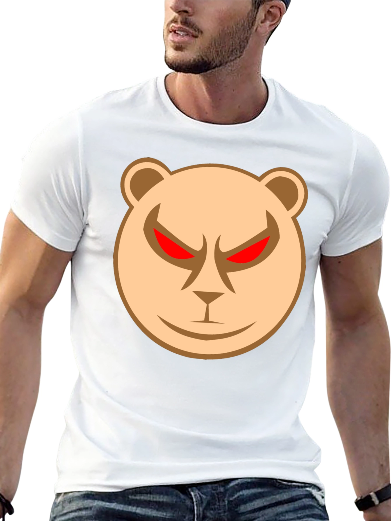 Mens Black T-Shirt with Angry Bear Graphic