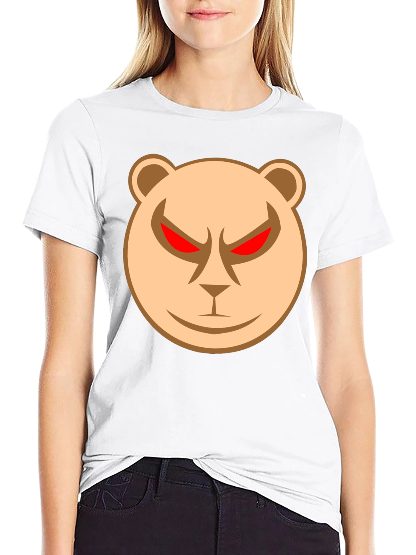 Mens Black T-Shirt with Angry Bear Graphic