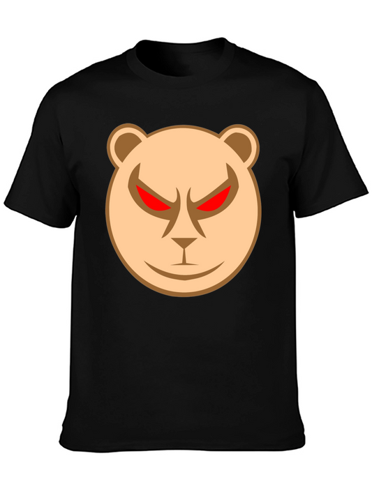 Mens Black T-Shirt with Angry Bear Graphic
