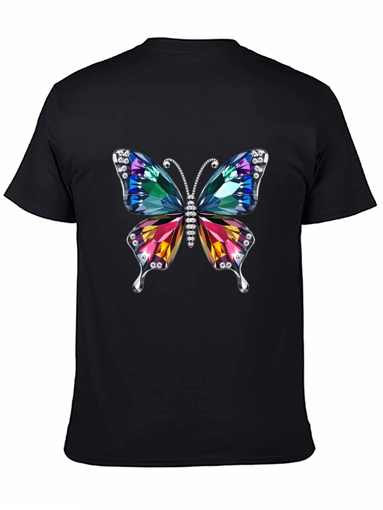 Butterfly Jewel Graphic Black T-Shirt
