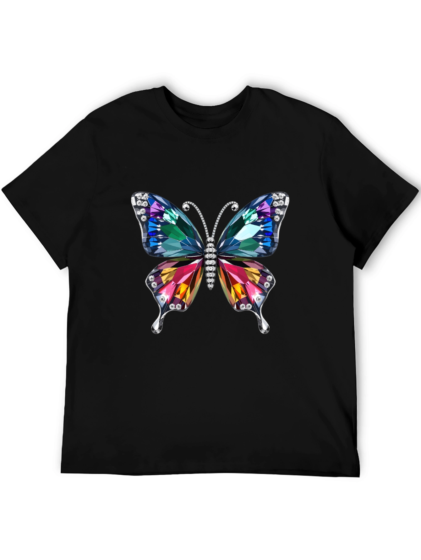 Butterfly Jewel Graphic Black T-Shirt